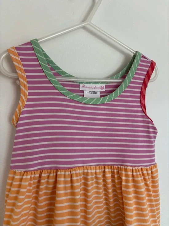 Bonnie Jeans Girls Spring Striped Dress Size 5, Color Block Tiered Easter Dress - Picture 2 of 6